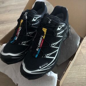 Salomon Black and White Trail Shoes with Multicolor Accents